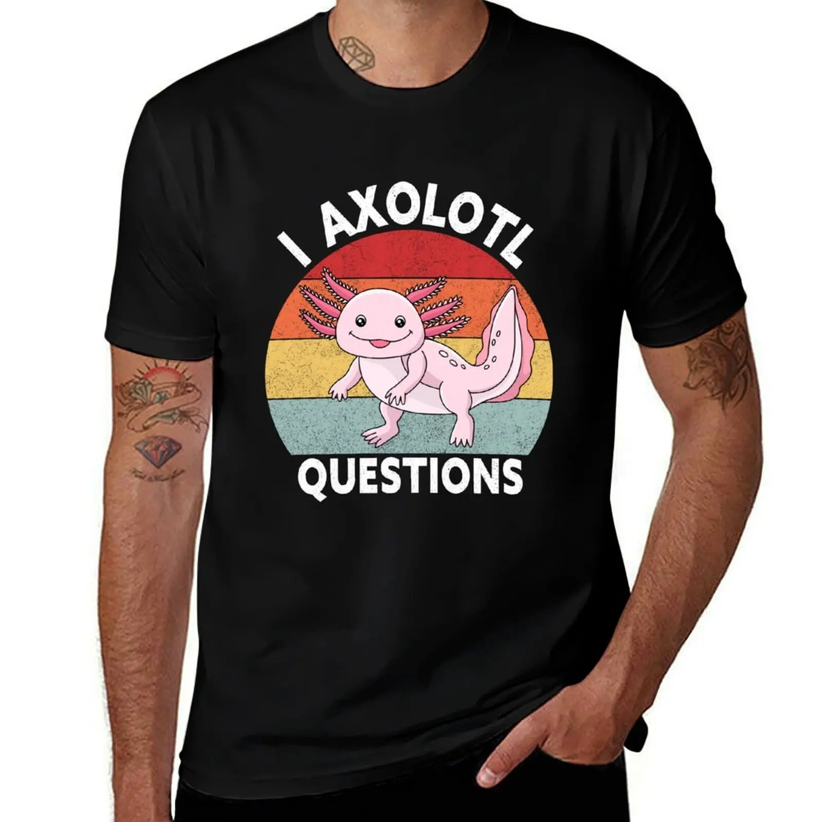 I Axolotl Questions Retro Vintage Cute Axolotl T-Shirt Regular Fit Plain Tee Shirt