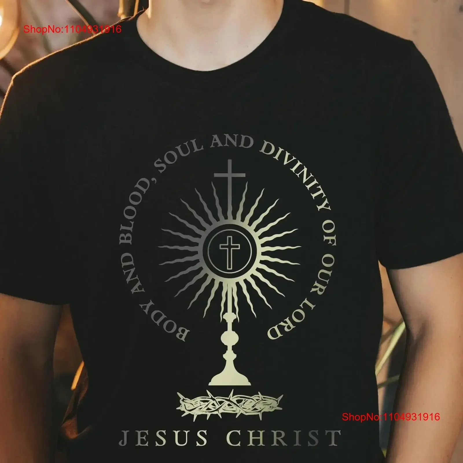 

Body and Blood Soul Divinity of our Lord Jesus Christ Eucharist GifT T Shirt for Dad Religious Faith Catholic Men vintage