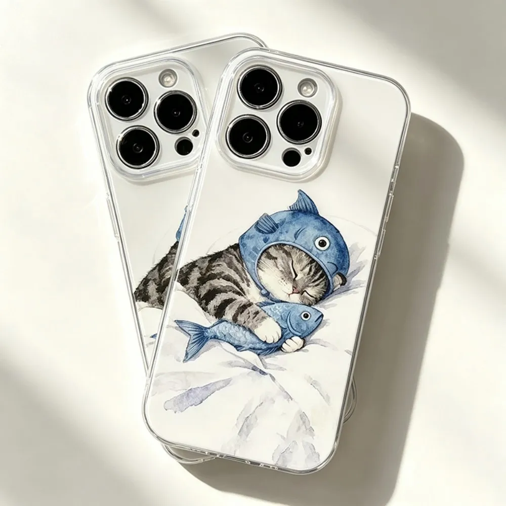 HOT Phone Case For Samsung Galaxy S26 S25 S24 S23 S22 S21 S20 FE Note20 Note10 Edge Plus Ultra Lite 5G Clear Lovely Cat Fish