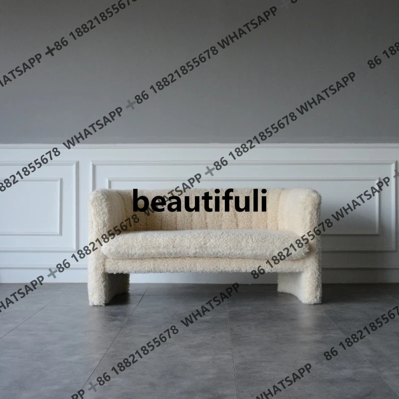 

Nordic light luxury fabric small apartment double sofa simple modern sofa chair