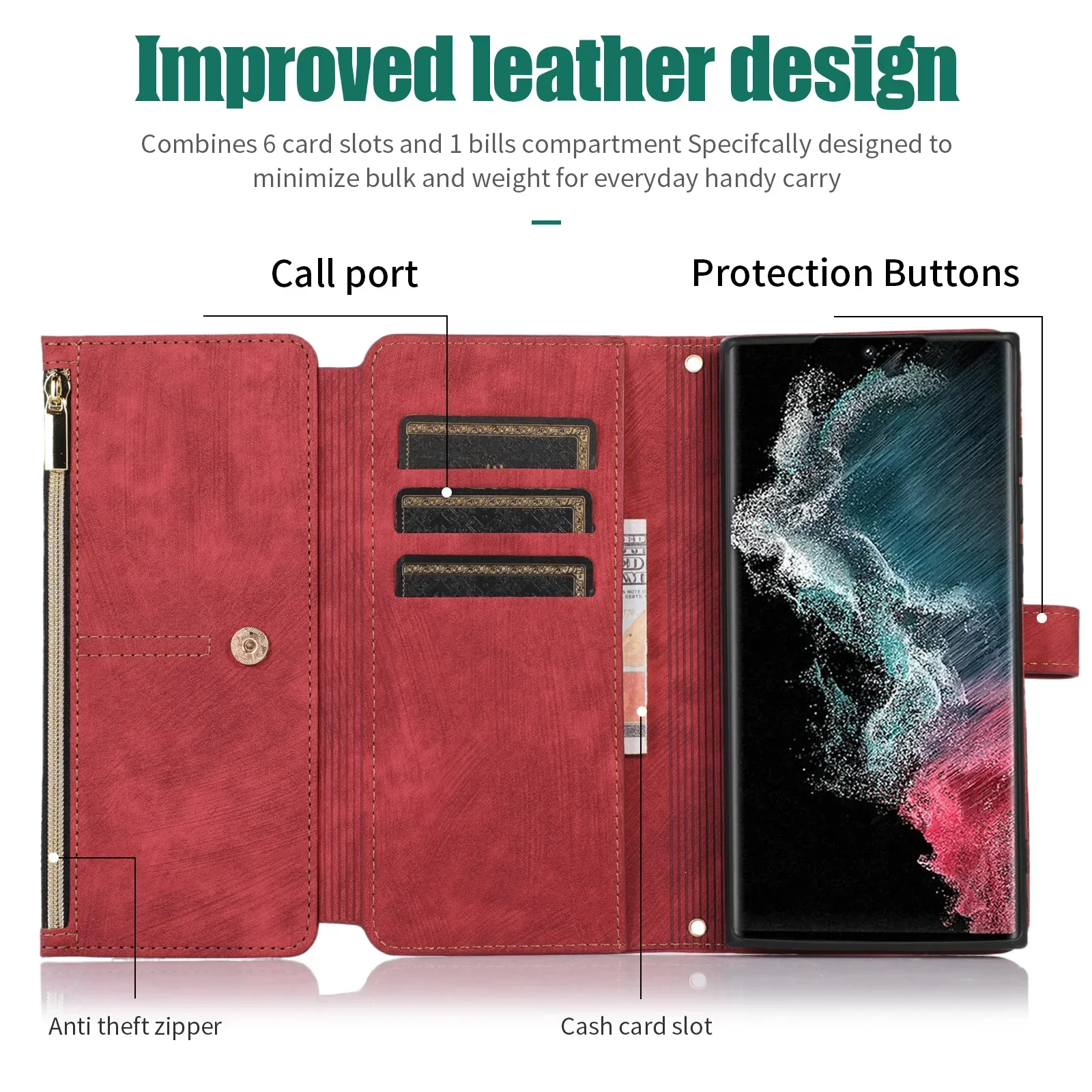 Handyhülle für Samsung Galaxy S23 S24 FE S25 S26 Ultra Edge Plus A16 A06 A26 A36 A56 A27 A37 A57 Cover Reißverschluss-Brieftasche Crossbody – Detail 27