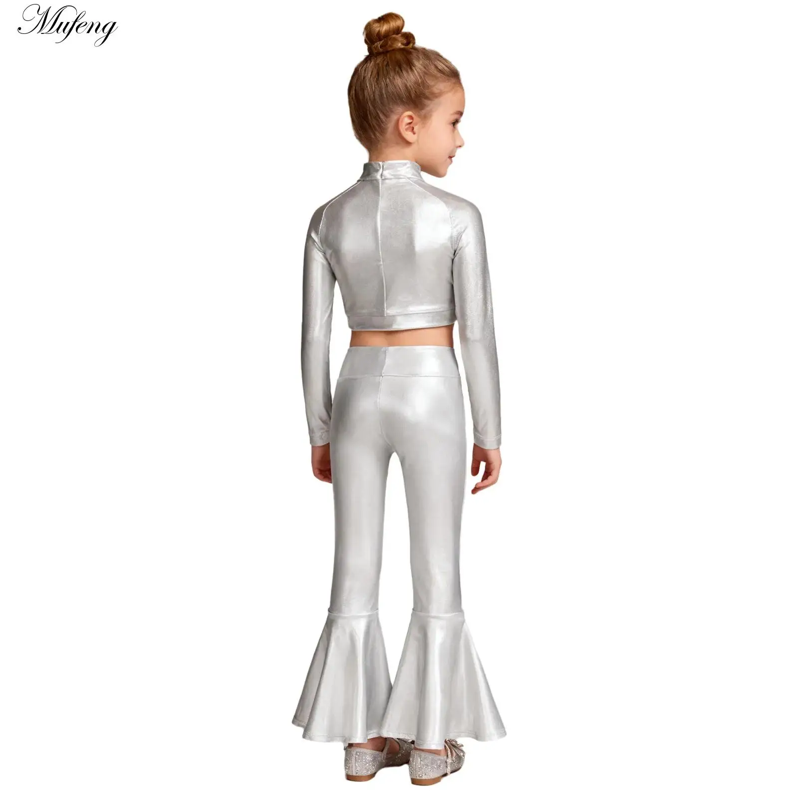 

Костюмы для девочек в стиле хип-хоп: укороченный топ с пайетками, юбка-клеш для уличных танцев, диско-костюмы, одежда для джазовых выступлений, танцевальная одежда для девичьих групп