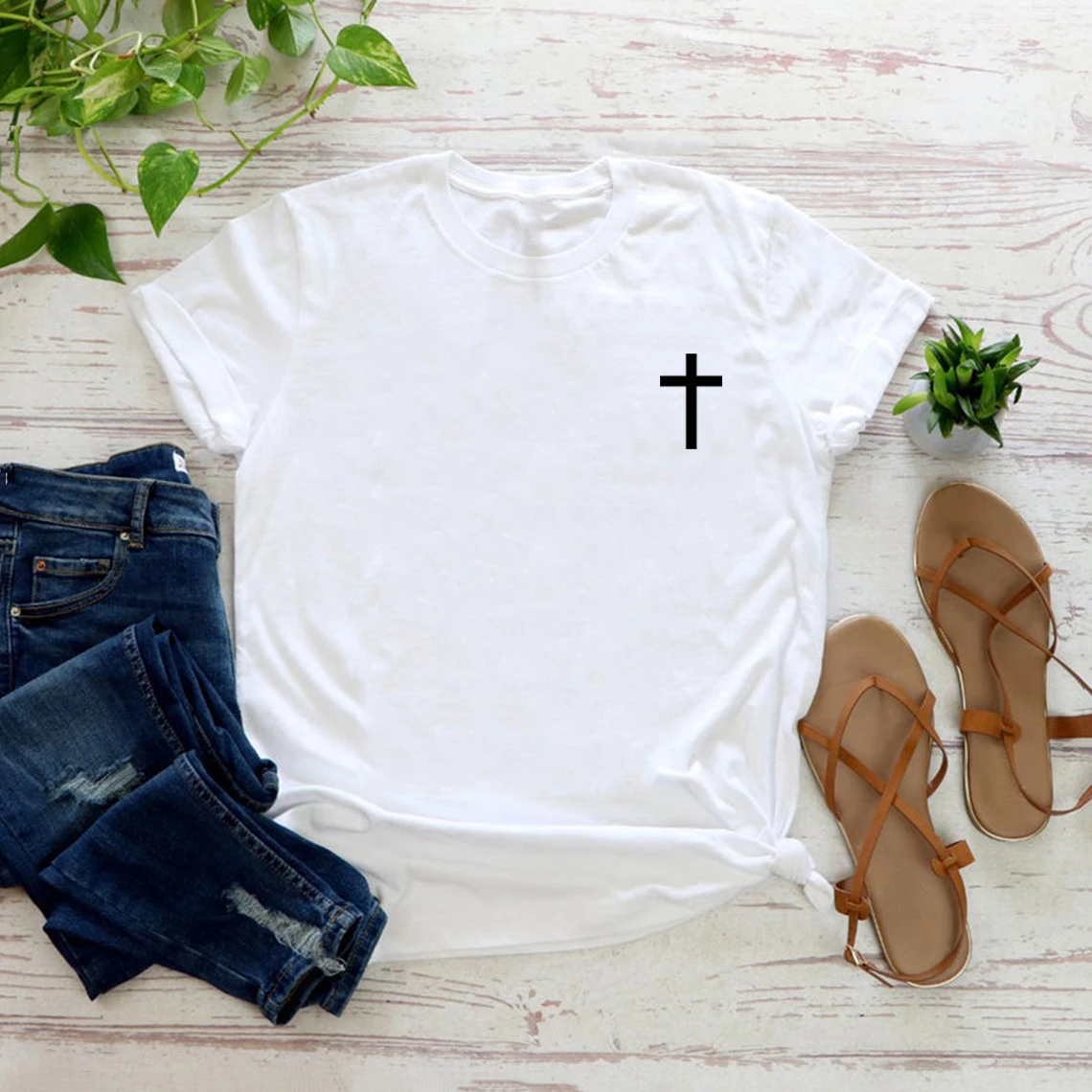 Cross T-Shirt Jesus Shirt Christian Tee Religious Gifts Women Short Sleeve Graphic T Shirts Bible Verse Top Casual Women Clothes view 2