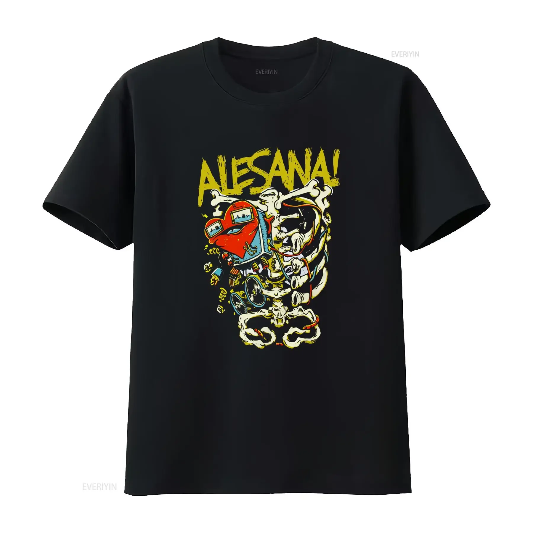 Alesana Post Hardcore Band T shirt with Skeleton and Robot Design RN22 vintage Washed fashion designer clothes Casual graphic