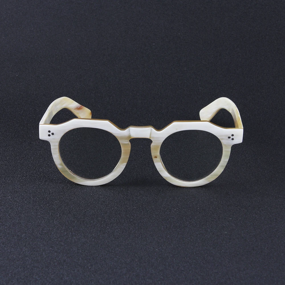 classic white three nails natural horn glasses handmade custom fashion trend retro glasses frame sunglasses