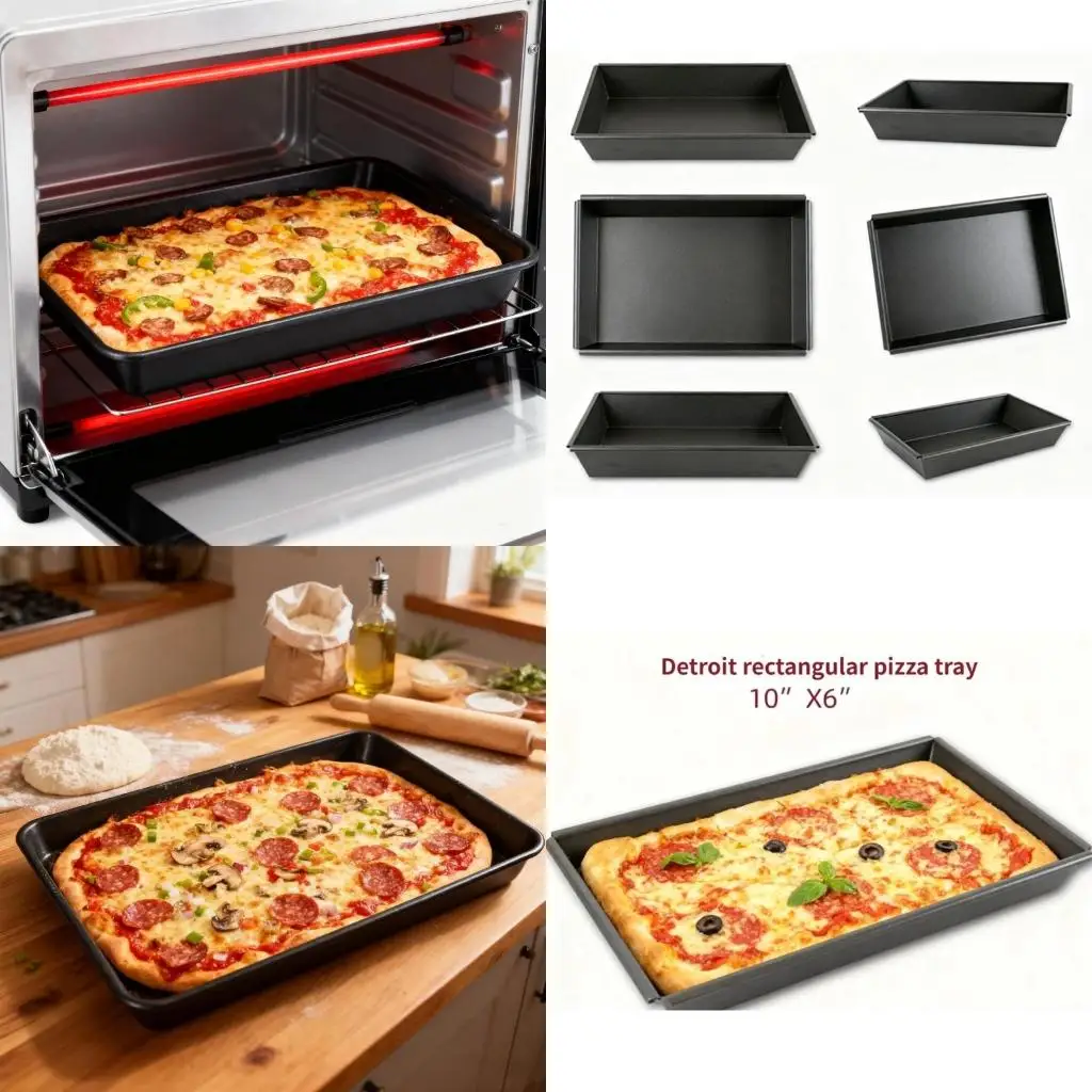 Commercial Aluminum Alloy Pizza Pan Rectangular 5cm Depth Nonstick Coating For Thick Crust high quality