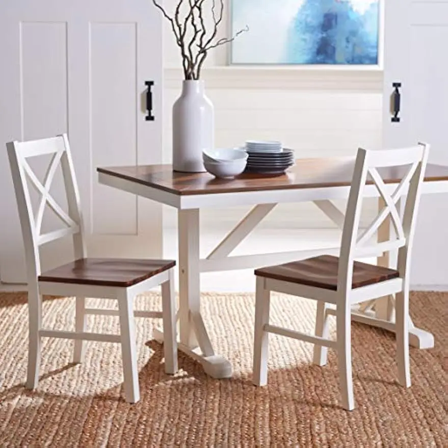 Safavieh Home Collection Akash mesa de comedor rectangular blanca y Natural