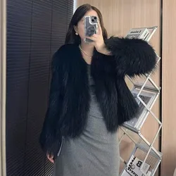 Winter Mongolia Sheep Fur Coat Women Warm Faux Fur Coats 2022 Fluffy Wool Jacket Sexy Outerwear Ladies Fur Overcoat Outerwear