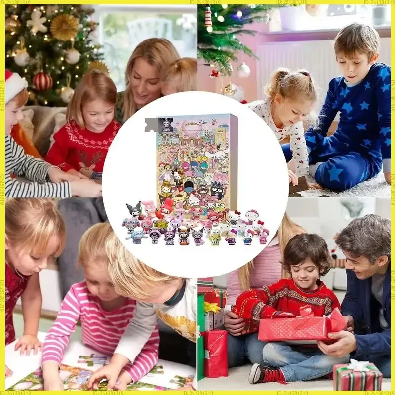 

Новый Рождественский адвент-календарь «Hello Kitty», загадочная коробка, детские фигурки аниме Kuromi, игрушка Cinnamoroll, подарки для девочек My Melody