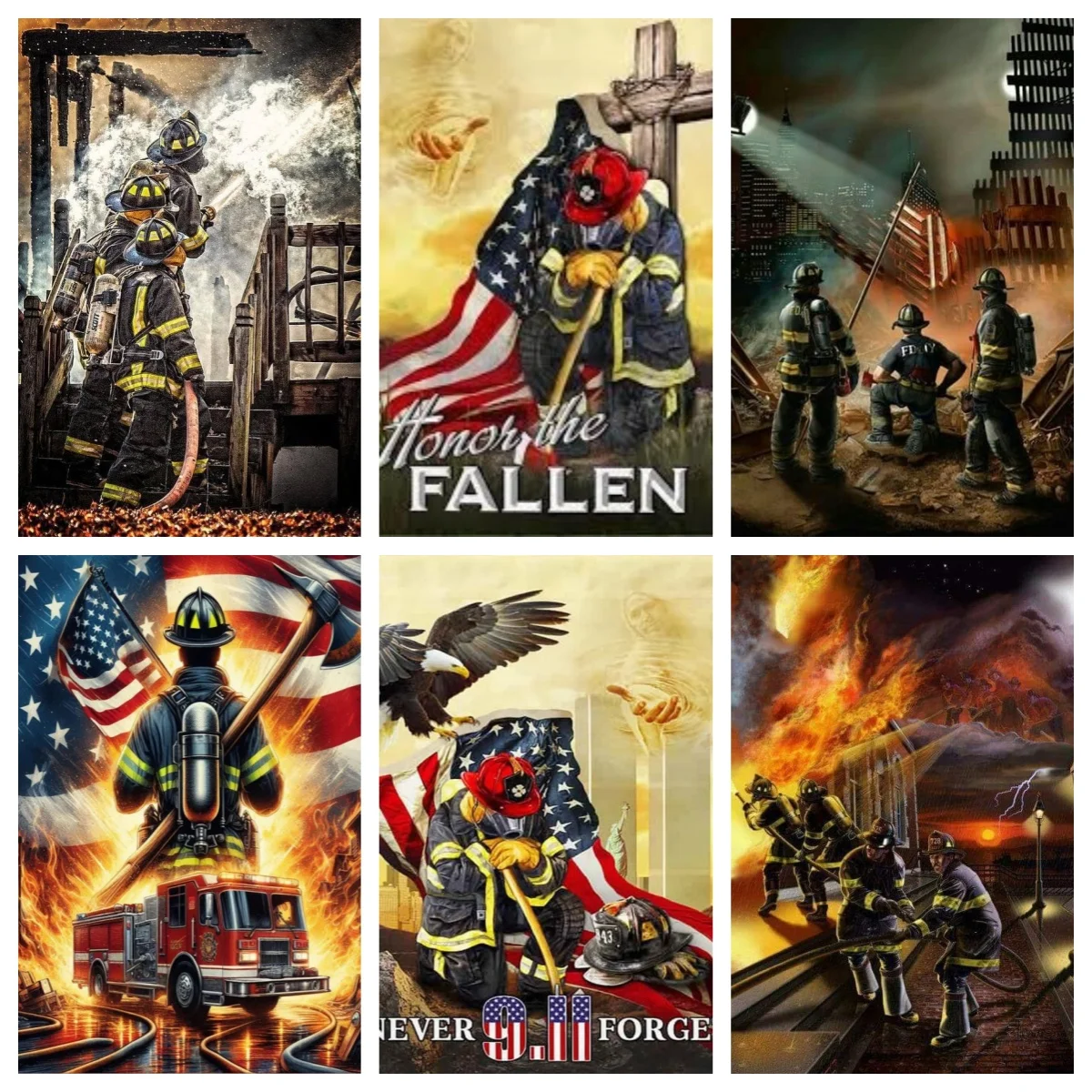 

Firefighter Hero Diamond Embroidery Paintings Fireman , Gift Fire Soldier Wall Art , Patriot Day Gift , Fire Department Decor