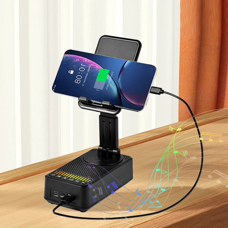 

Adjustable Desktop Phone Holder Mini Wireless Bluetooth Speaker Multi-angle Adjustment Stand Rechargeable Mobile Phone Holder