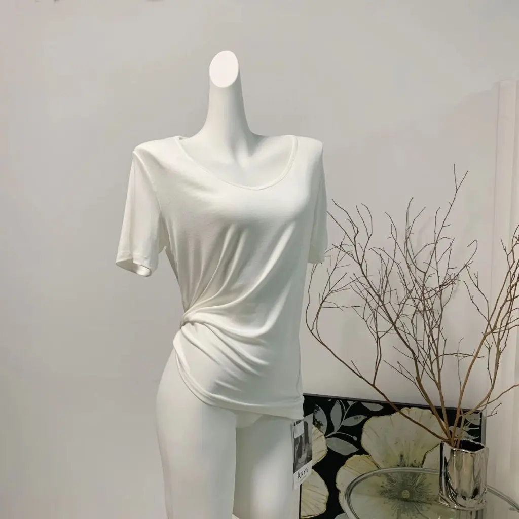 

LA My Heart Is Good Women's Textured T-Shirt Sleeping Naked Style Unrestrained Home Clothes Modal Material Upper Body