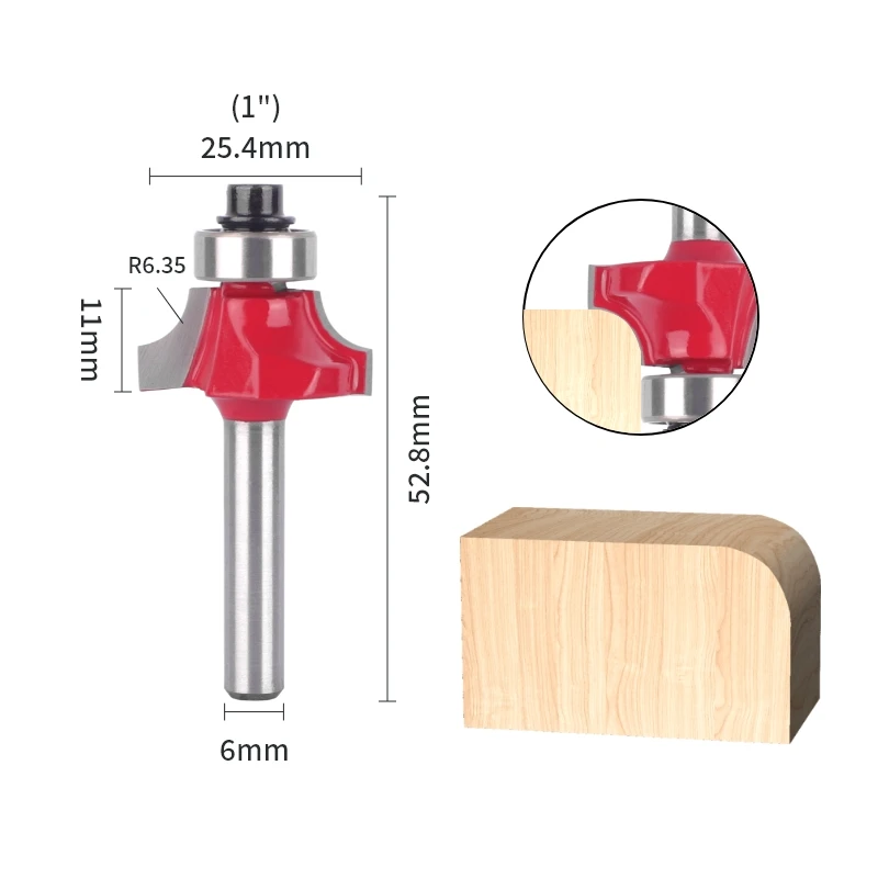 NXWIND 6MM 6.35MM Shank Corner Round Bit Router Bit Woodworking Milling Cutter For Wood Bit Face Mill Carbide Cutter End Mill