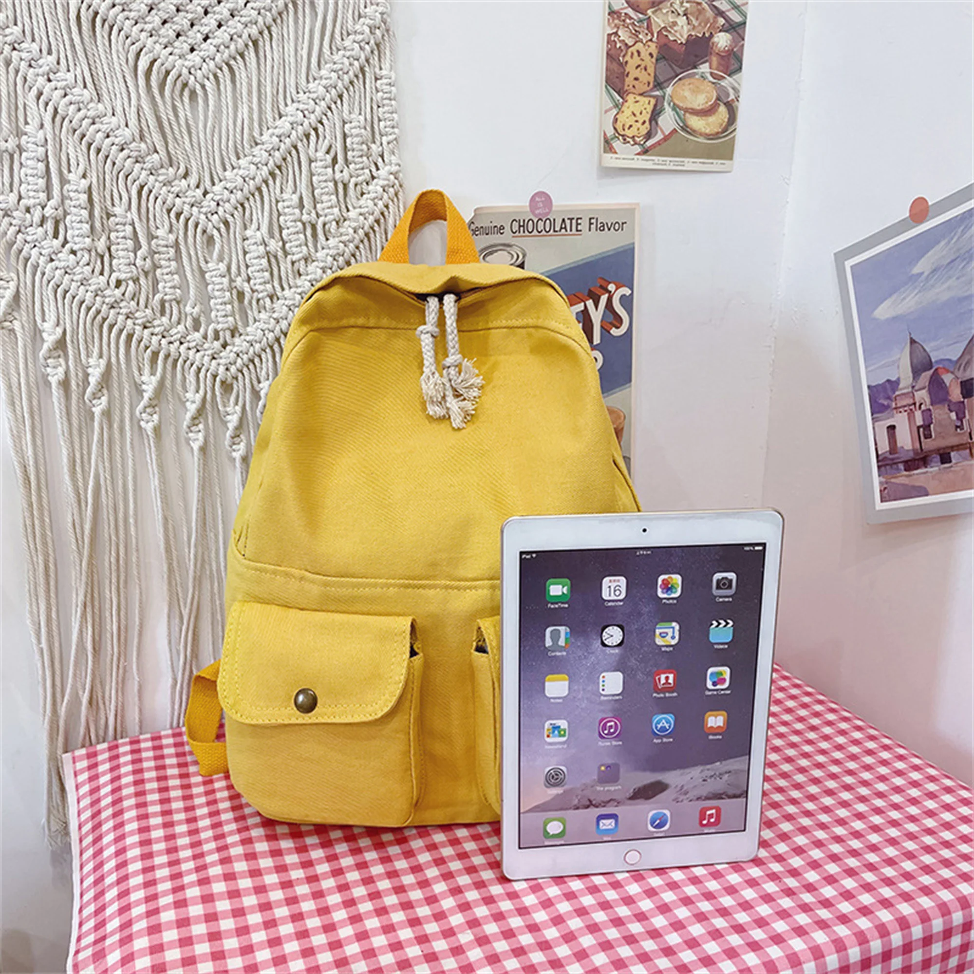 Personalized Canvas Korean Style Schoolbag Customized Embroidered Name Backpack Training Anti-theft Shoulder Bag For Teenager