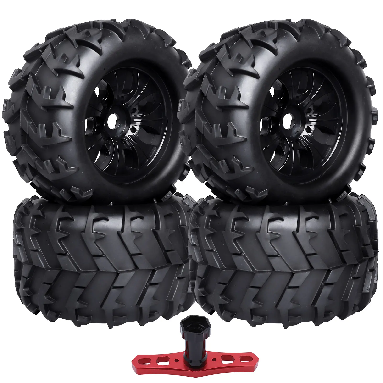 HobbyPark PreGlued 1/8 RC Truck Wheels Tires 17mm Hex for Traxxas Maxx Tmaxx E-Revo 2.0 3.3 Arrma Kraton Typhon 6S Redcat Kaiju