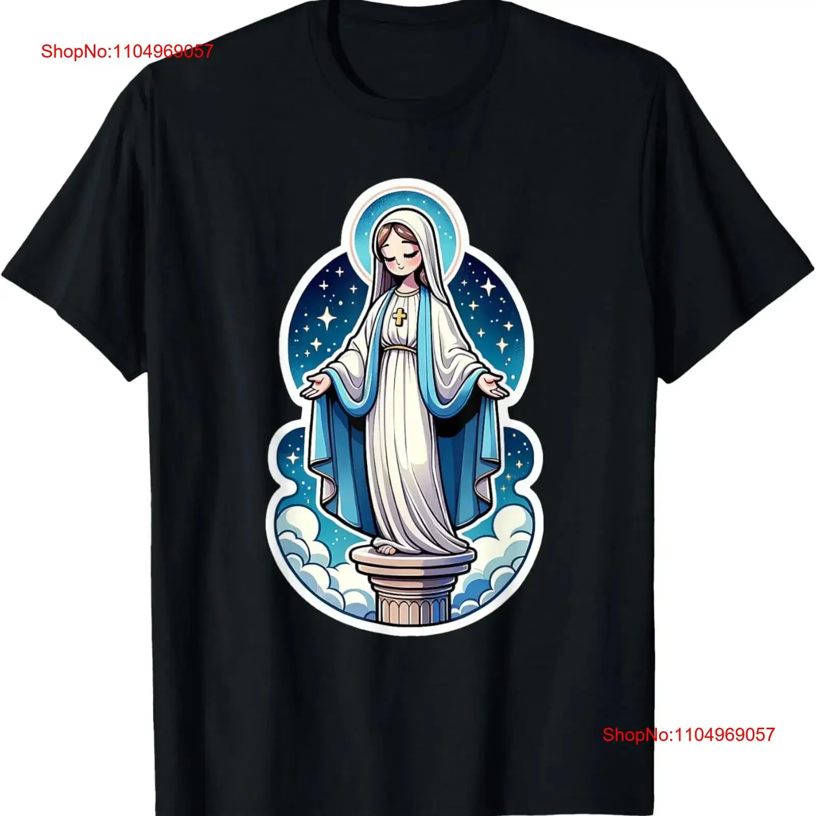 Nuestra Señora del Pilar Virgen María Bendita Madre Linda Camiseta vintage Lavada Cómoda ropa de diseñador para hombre