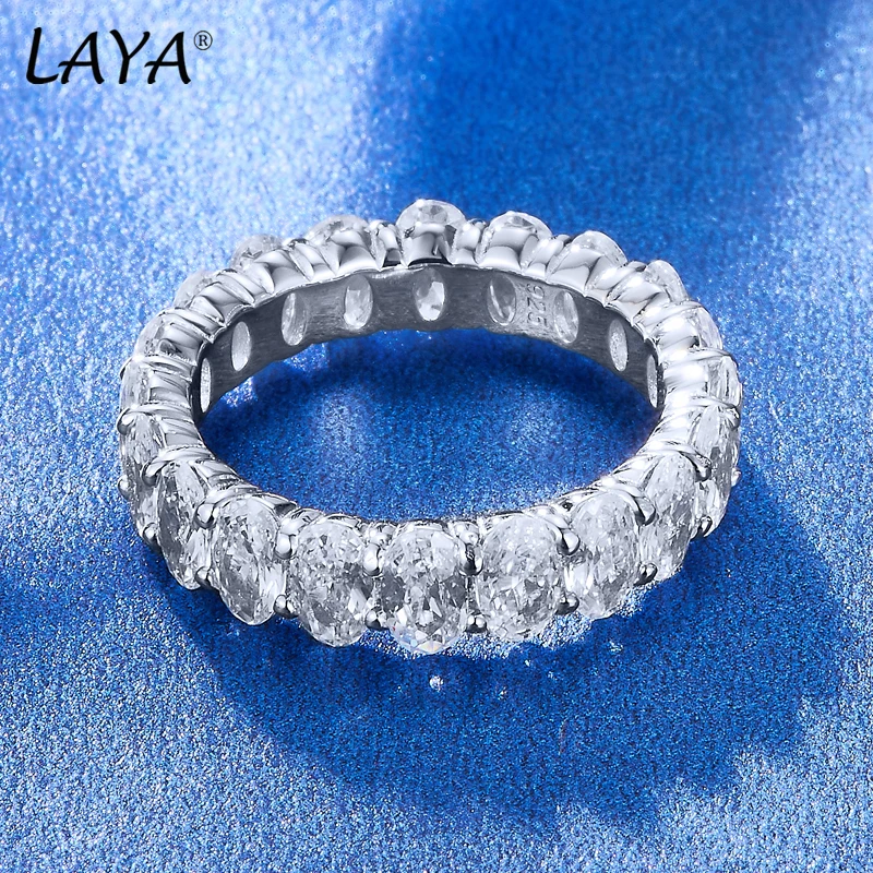 LAYA Colorful Gemstones Ring 925 Sterling Silver Wedding Band Eternity Engagement Shining Zircon Rings For Women Fine Jewelry