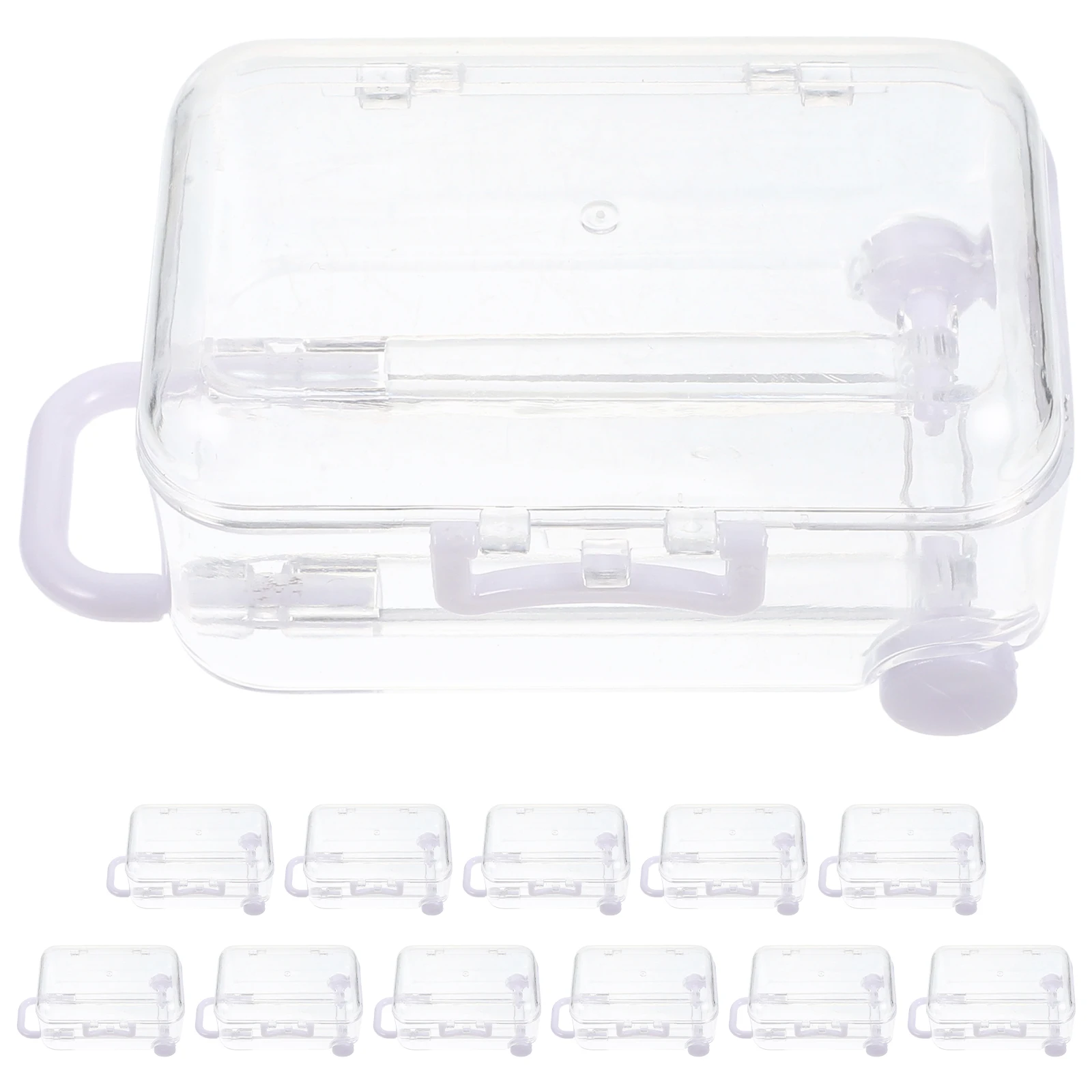 12pcs Mini Suitcase Candy Boxes Transparent White Small Size Gift Packing Dessert Pastry Wedding Favor Travel Themed Party - Image 3
