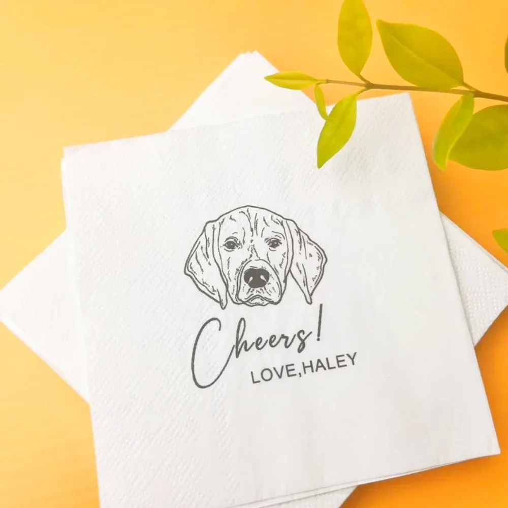 50Pcs Personalized Pet Napkins for Wedding, Custom Dog Party Napkins, Unique Shower Napkin, Customized Cat Napkins, Special Birt