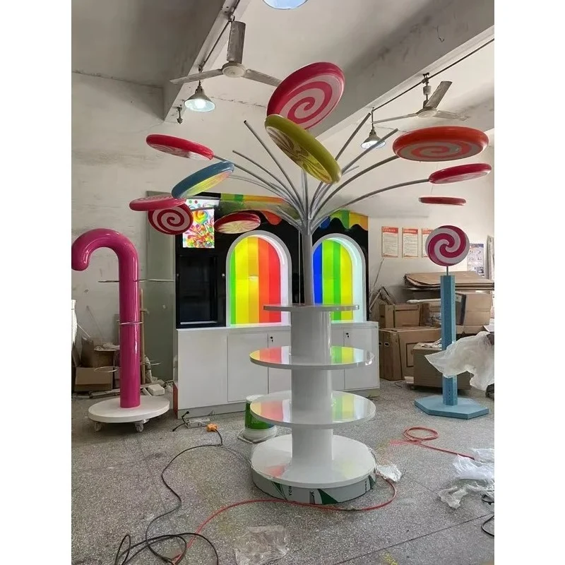 Modern Toy Store Display Furniture Candy Rack Pop Candy Tree Decorative Band Round