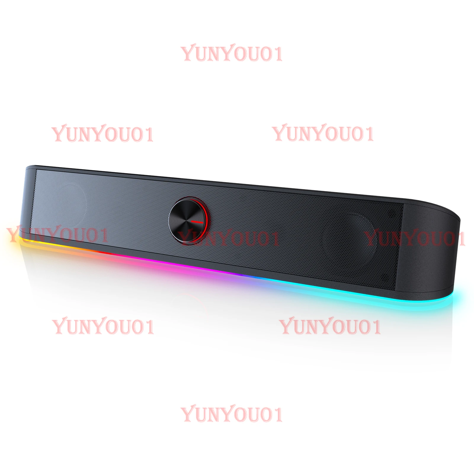 

Adiemus RGB USB Desktop Soundbar, 2.0 Channel Computer Speaker with Dynamic Lighting Bar Audio-Light Sync/Display