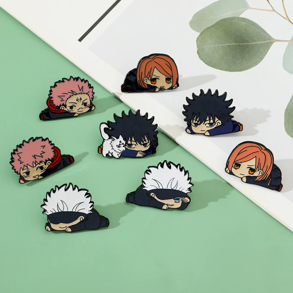 8 Pcs Anime Brooch Itadori Yuji Nobara Kugisaki Cute Enamel Wallet Backpack Clothing Jewelry Metal Badge Accessories Gift view 6