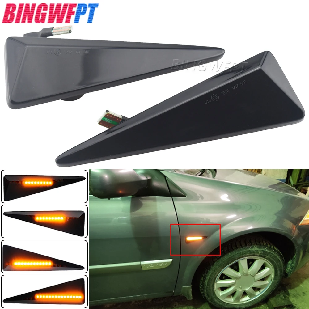 2 חתיכות רכב הוביל סמן דינמי בצד להפוך אות אור עבור רנו מגה-אן mk2 cc espace mk4 נוף mk2 רוח ava avantime thalia 2