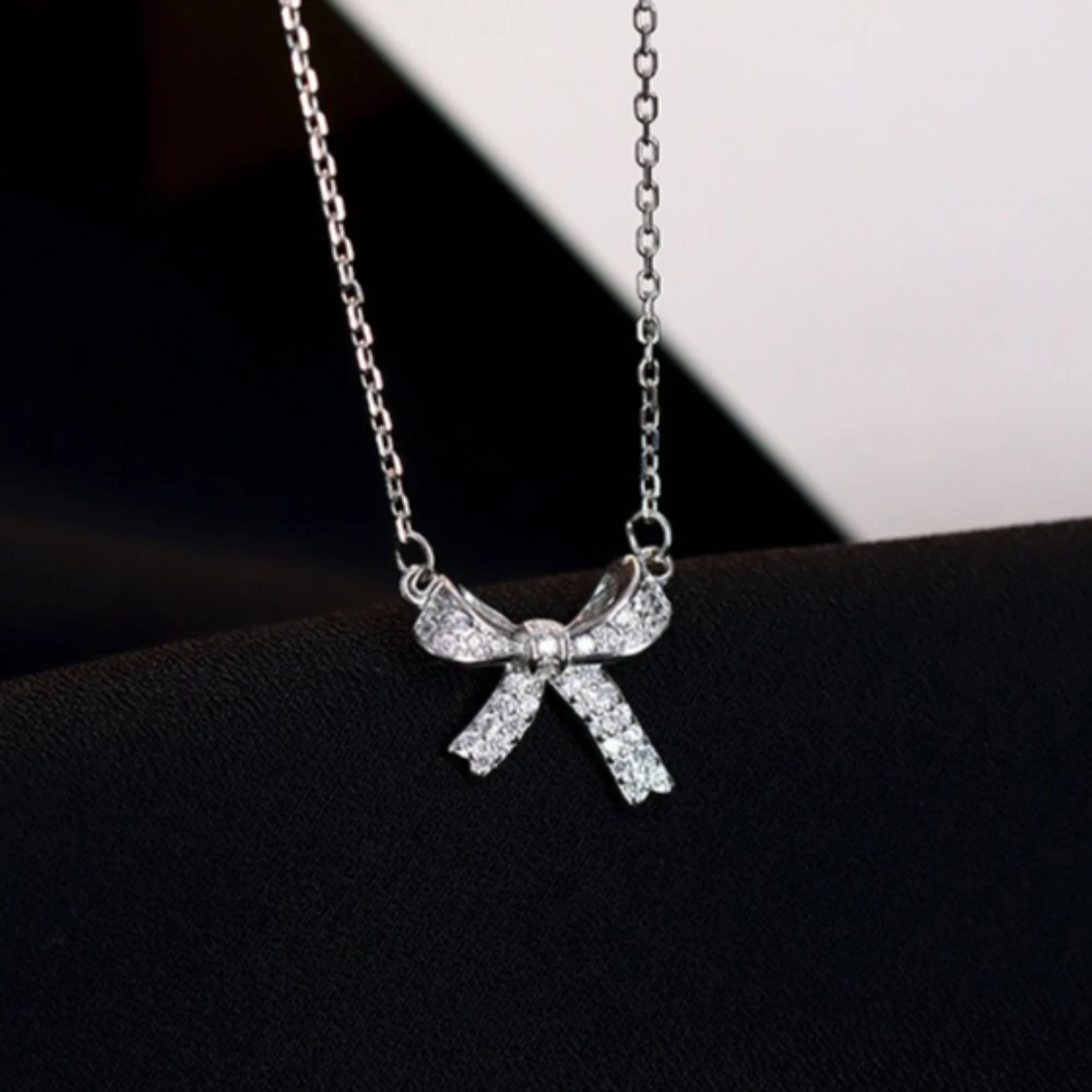 

Women Bow Necklace Stainless Steel Clavicle Chain Summer Light Luxury Minimalist Design Fashion Jewelry