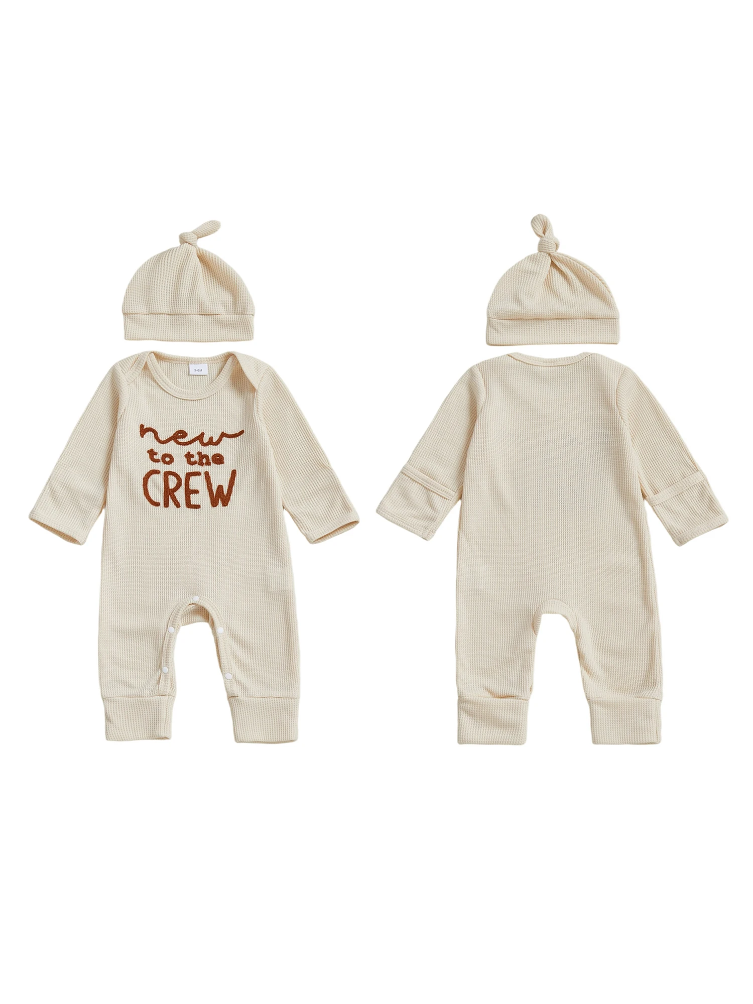 

Очаровательный осенний комбинезон для маленьких мальчиков, стильный комбинезон с круглым вырезом и вышитым алфавитом, с подходящей шапкой