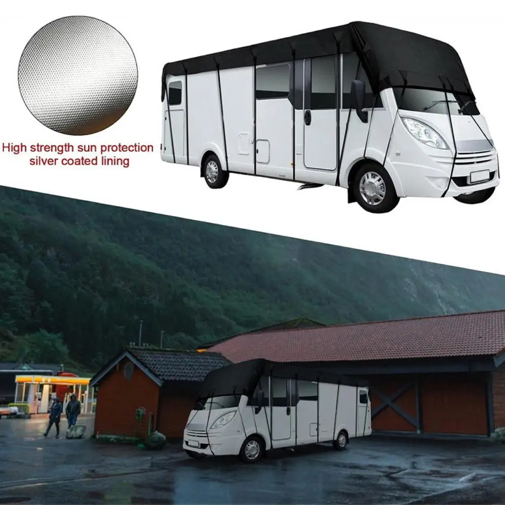 210D 1000PA أسود أكسفورد القماش RV غطاء السقف المحمولة مقاوم للماء RV الغبار غطاء ظلة اكسسوارات واقية Foldabl E2G8