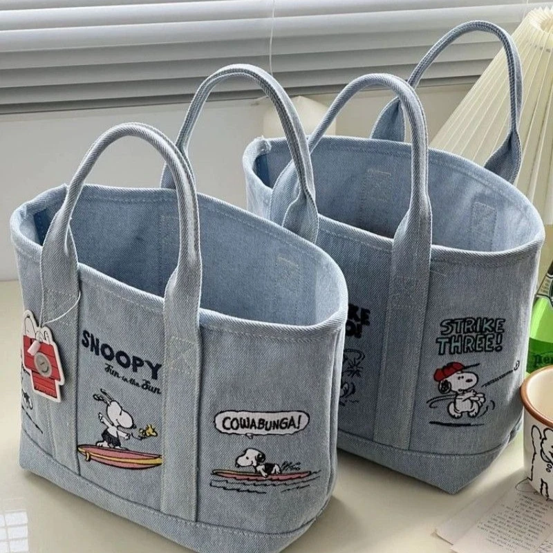 New Disney Snoopy children's cute outing portable fashionable cartoon creative embroidery casual versatile canvas lunch bag