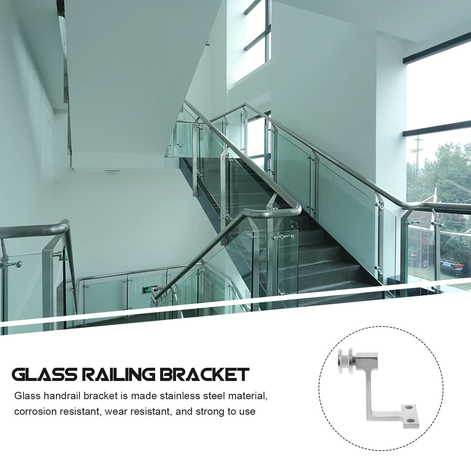 

1pcs Glass Handrail Bracket Stainless Steel Railing Support For Indoor Outdoor Stairs Wall Mount Heavy Duty Clamp Stair Railing