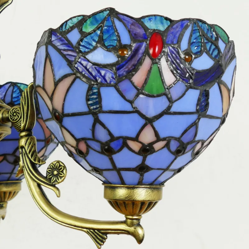 

European style, wrought iron, chandelier, retro, living room, color, glass, parrot, butterfly