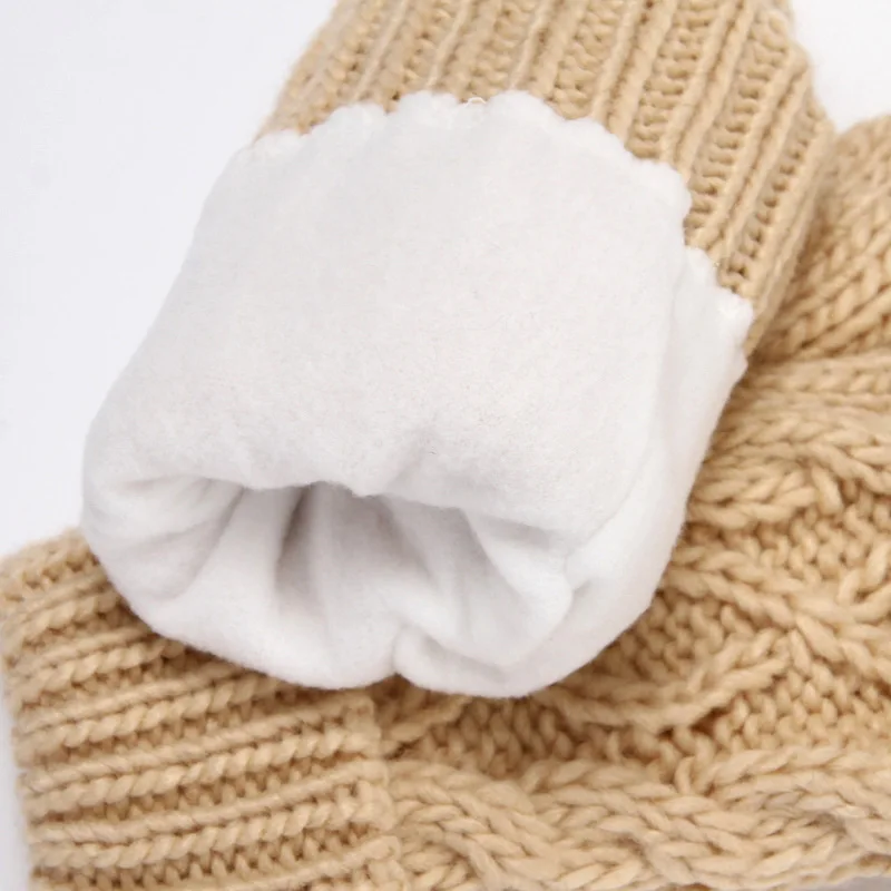 Women Fashion Knit Twist Flowers Mittens Winter Female Halter Neck Thicken Warm Youth Full Finger Gloves  Girls Gift Outdoor Ski