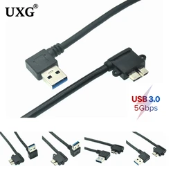 90 Degree UP Down Left Right Angled USB 3.0 Type A to Micro B Male Cable for Samsung S5 Note 3 HDD External Hard Drive Disk 25cm