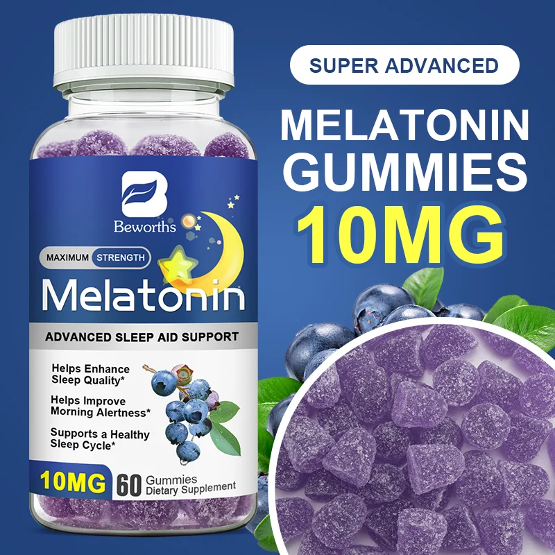 BEWORTHS Melatonin 10mg Gummies Anxiety Stress Relief Help Deep Sleep Insomnia Supplements Melatonin Healthy Sleep Tools