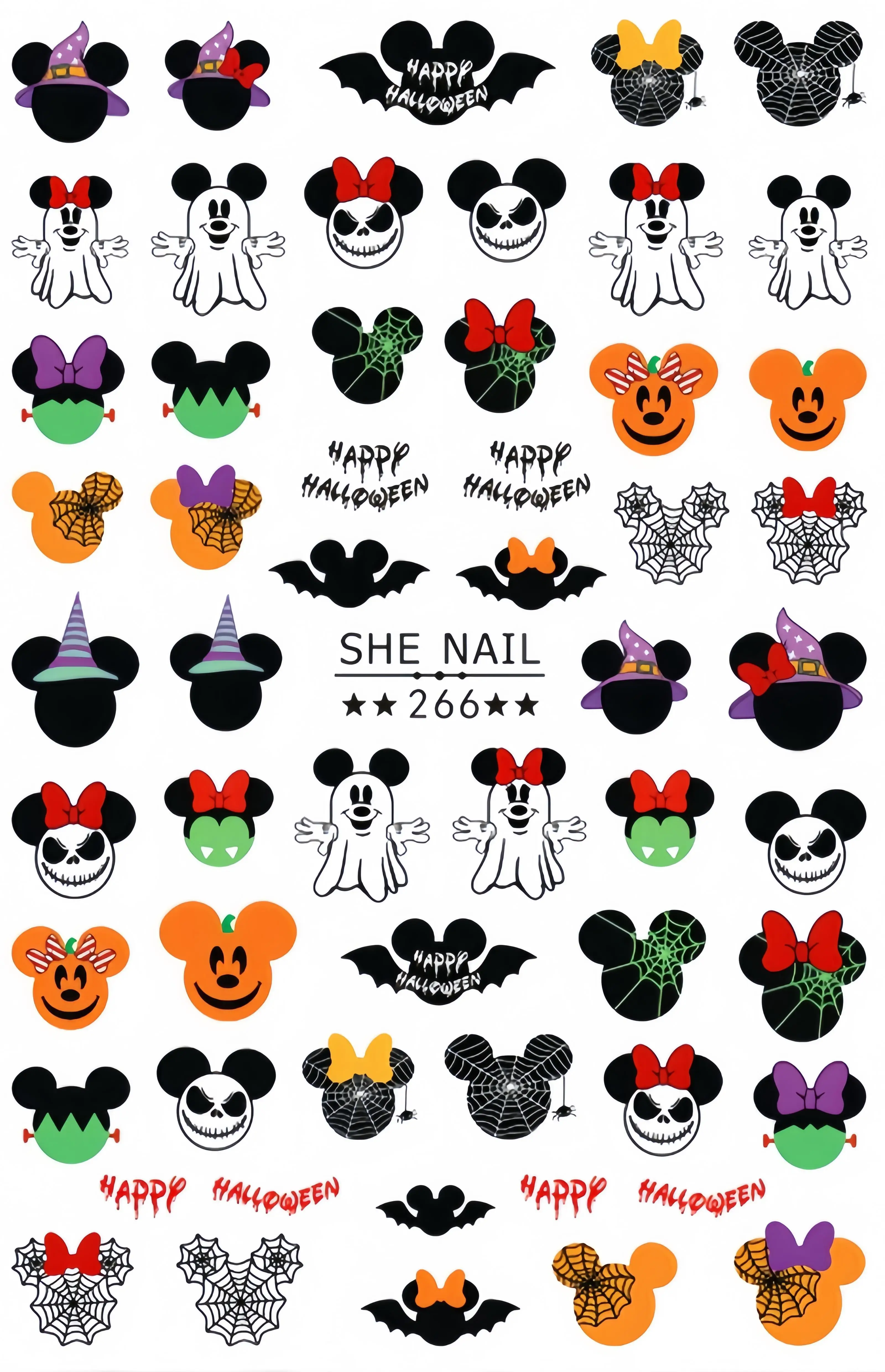 Disney halloween adesivos, brinquedo bonito, mickey e minnie, animação acessórios, 1 parte