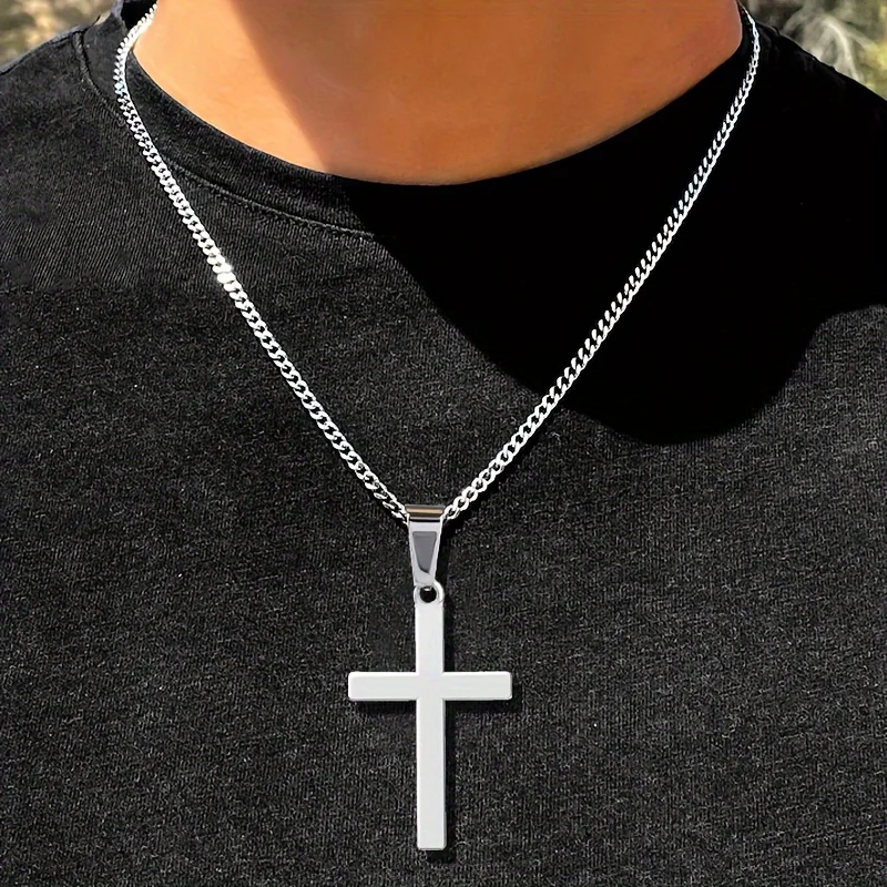 قطعة واحدة من قلادة متقاطعة فريدة من نوعها من الفولاذ المقاوم للصدأ، تصميم أنيق وبسيط وهيب هوب - الهدية المثالية #5