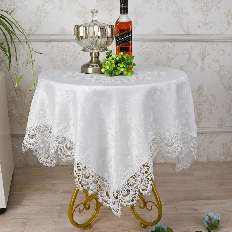 Square Tablecloth For Dining Table Cloth White Luxury Embroidery Lace Placemat Table Cover Juppe Elegant Towels Home Decoration