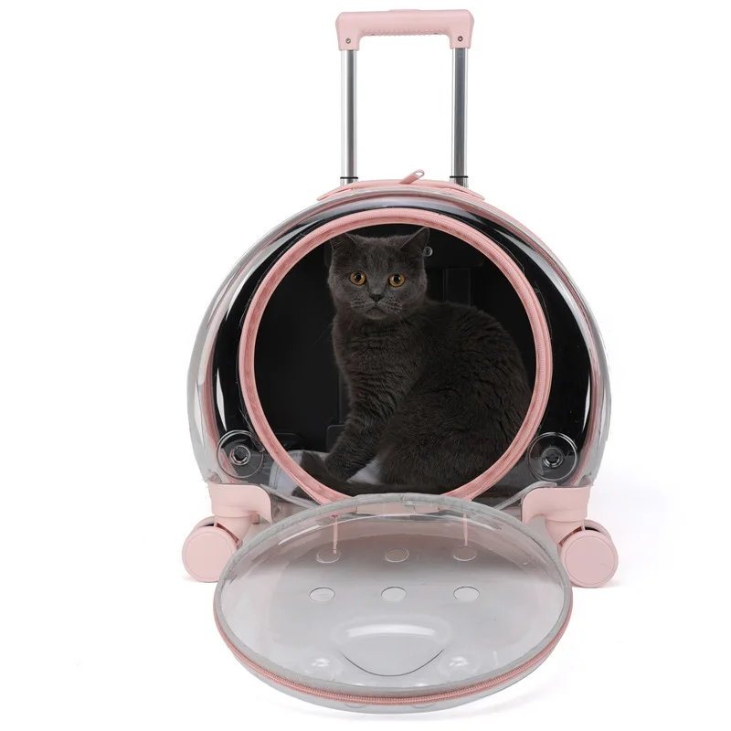 Large capacity Pet Pull Rod Box portable Breathable Space capsule Pet box Transparent cat carrier bag pet Travel Carrying Bag