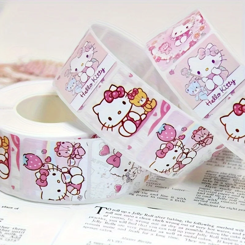 500 stks/rol Sanrio Leuke Kawaii Stickers Hello Kitty Bagage Graffiti Decals Decoratie Sticker Gift Briefpapier Sluiting Stickers