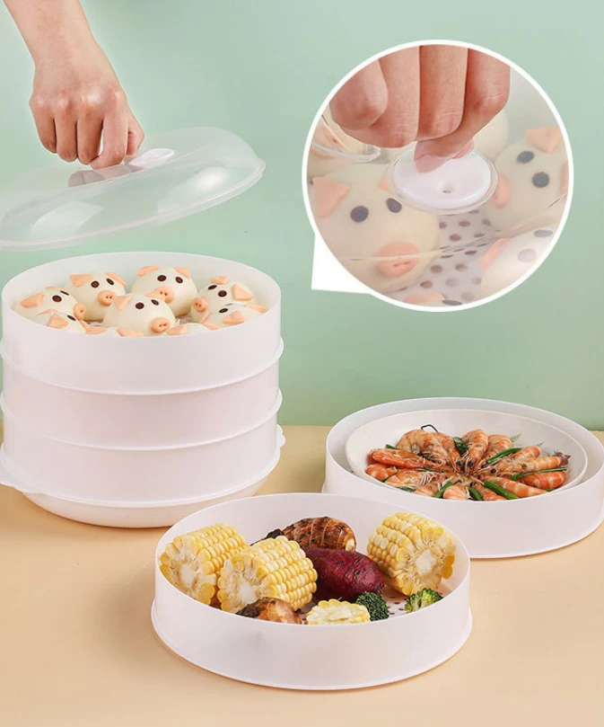 トロピカルリッド付き電子レンジ蒸し器,多機能家庭用蒸し器,餃子,ホット,キッチン用蒸し器