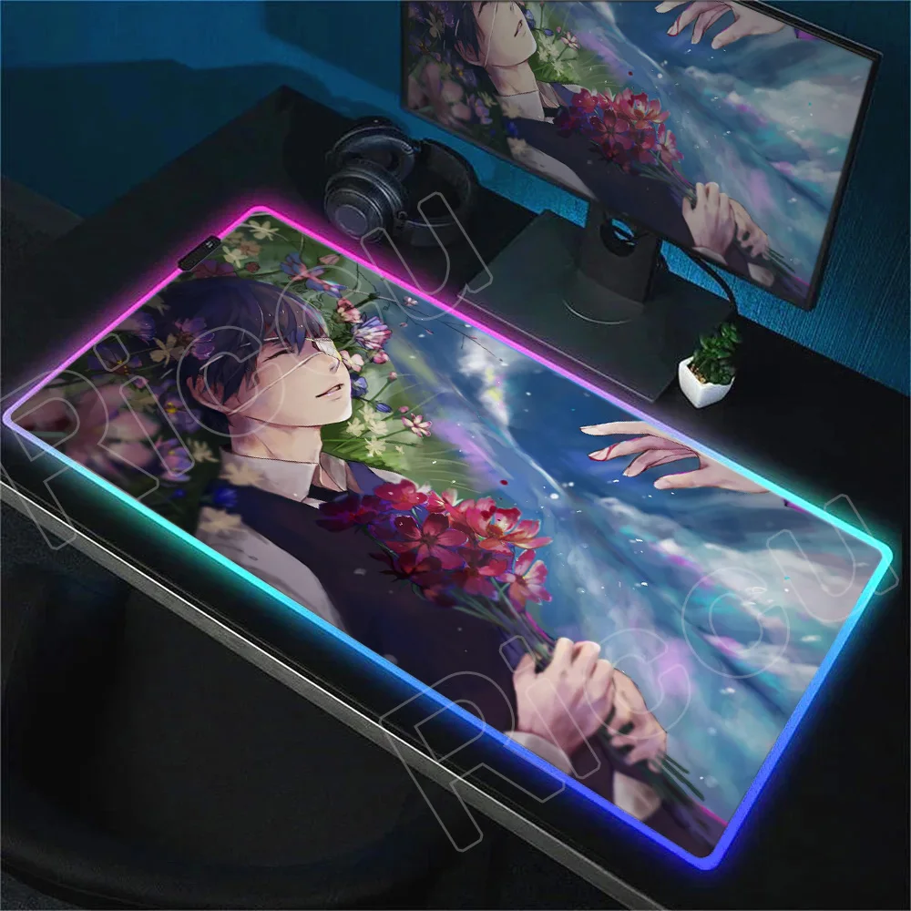 

RGB 1000-7 Anime Tokyo Ghoul Mouse Pad Black Kaneki Ken Mousepad HD Print Computer Gamer Lock Edge PC Mice Pad Keyboard Desk Mat