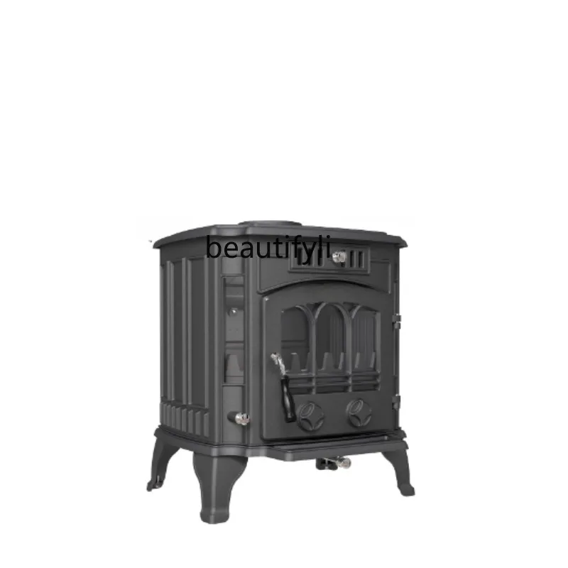 Classic fireplace 12kw retro home freestanding cast iron real stove wide version ZRX1