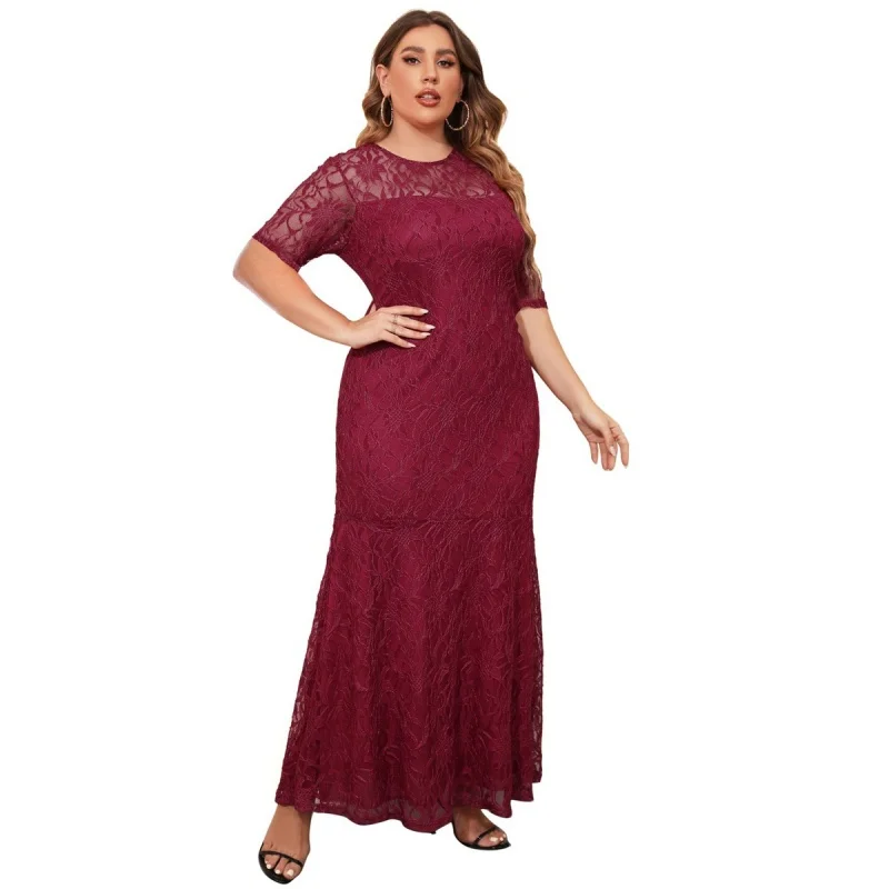 2024 European and American plus Size Women\'s Clothes New Lace Evening Bridesmaid Dress