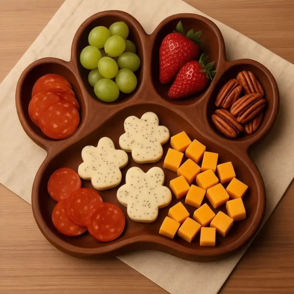 Dog Shaped Food Serving Platter Wooden Charcuterie Board Snack Tray Decorative Kitchenware For Party Table Display