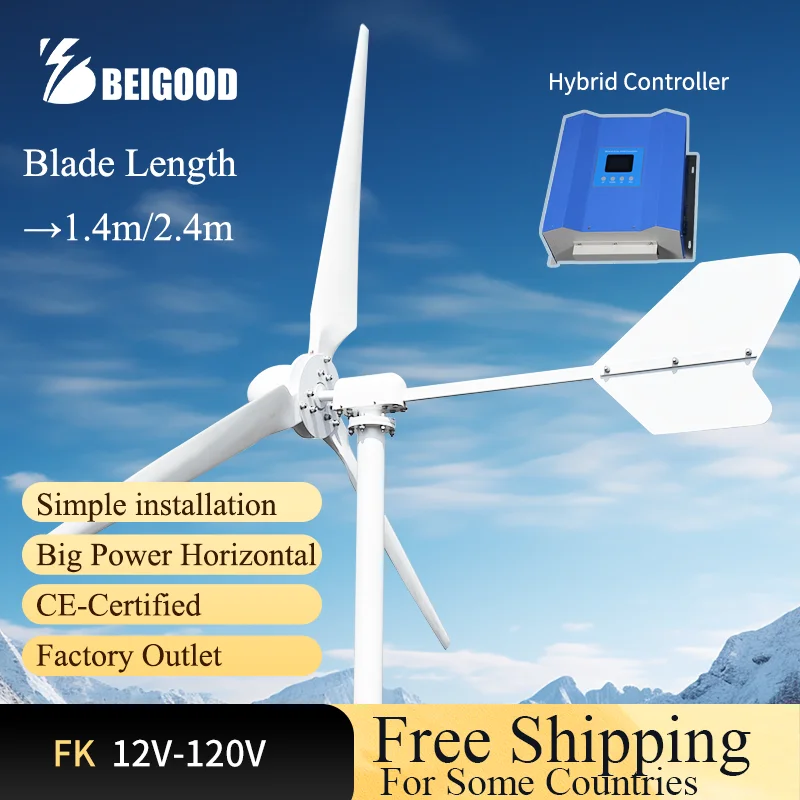 

Horizontal Axis 15KW High Efficiency Wind Turbine Windmill Wind Generator Low Noise 96V 120V 220V With MPPT Controller Inverter