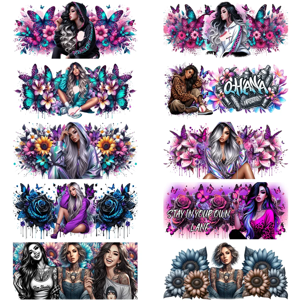 بوس فاتنة سلسلة العصرية الوشم فتاة UV DTF كأس التفاف ل 16 أوقية كوب ليبي مختلط باد غال تصاميم كأس يلتف ملصقات ثلاثية الأبعاد