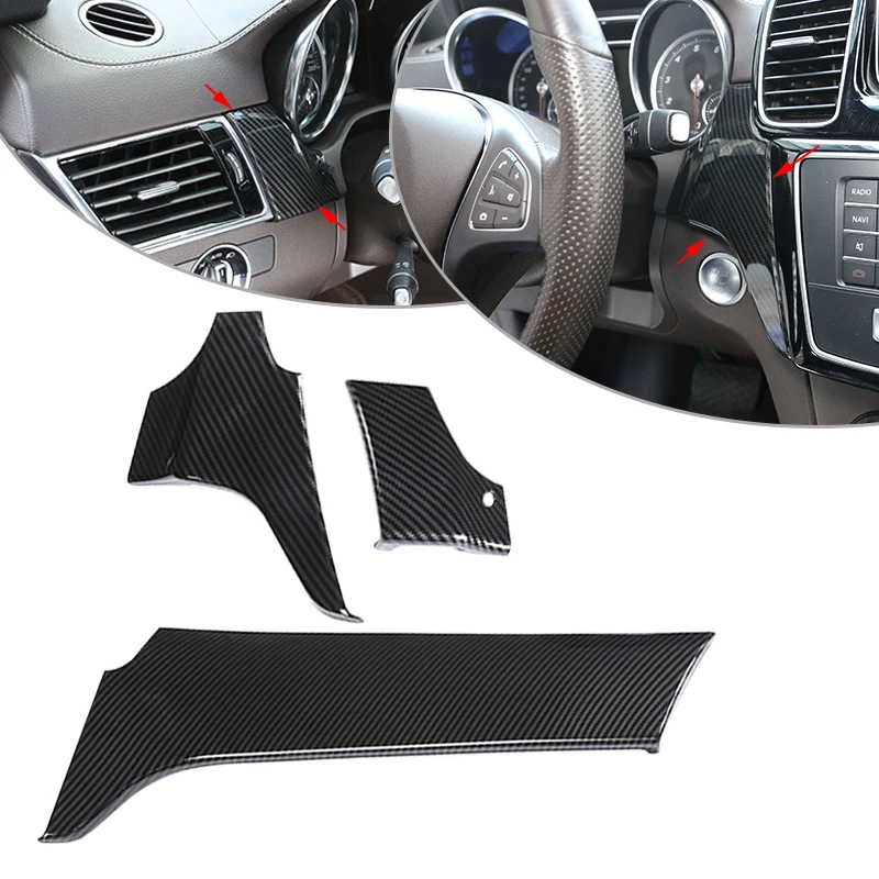 3Pcs/Set Dashboard Panel Cover Center Console Trim Stripe Decoration LHD Fit for Mercedes Benz GLE GLS Class 2017 2018