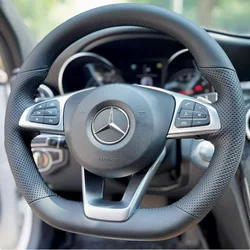 Hand-stitched Carbon Car Steering Wheel Cover for Mercedes Benz C300 C400 CLA250 CLS400 CLS550 GLC300 GLE400 SL450 SL550 SLC300